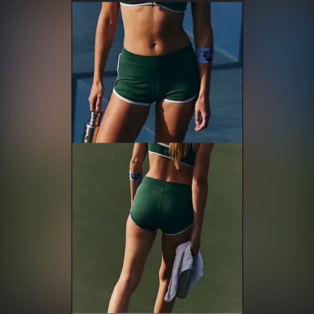 NWOT FP Movement Duet Micro Shorts in Green & White Size M/L